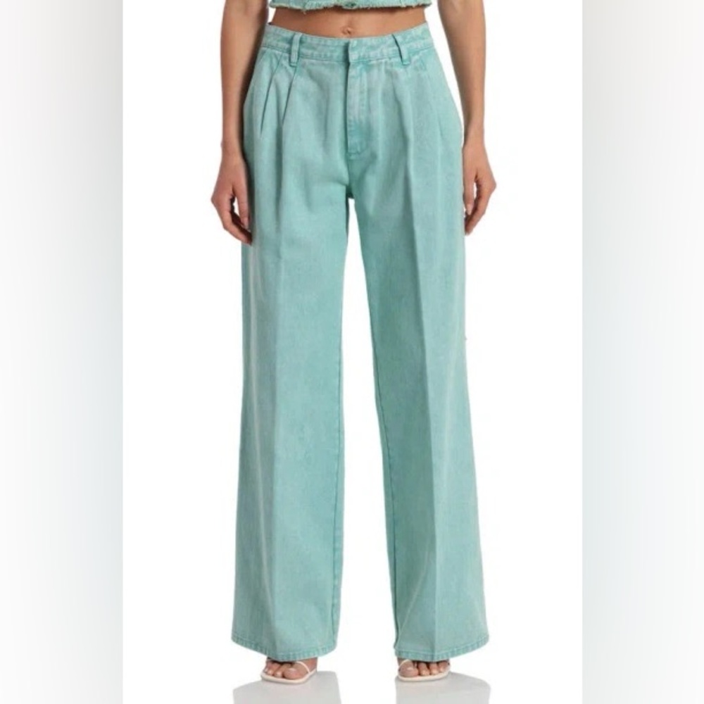 Avec Les Filles High Waist Wide Leg Jeans In Aloe Mist Size 26